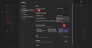 Microsoft Teams Notifications setting